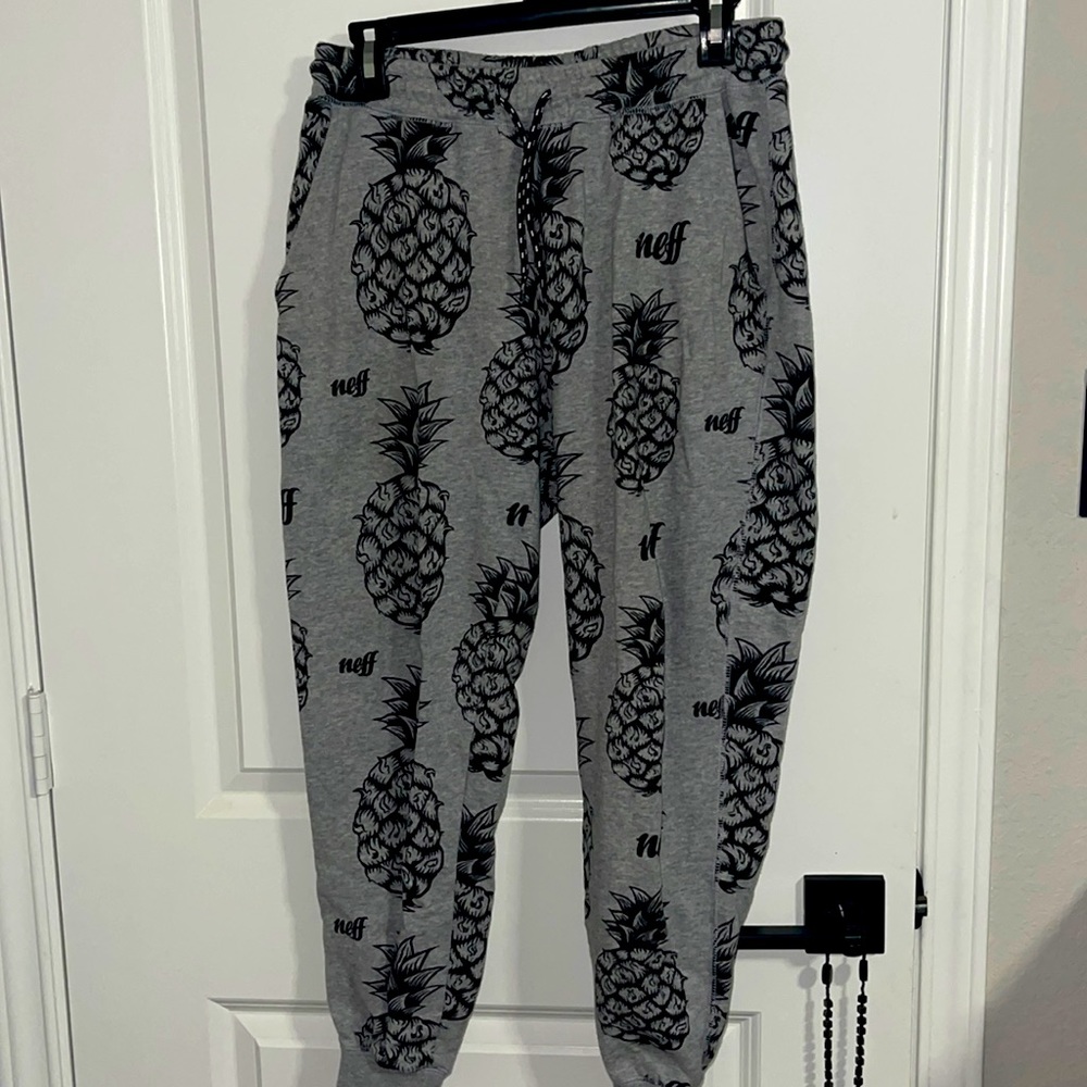 Neff grey jogger warm ups with pineapple pattern (Mens size - small)